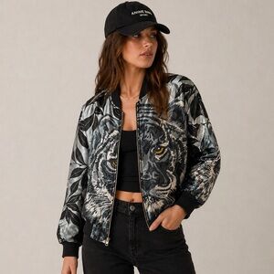 Vintage 90s Baroque Tiger Reversible Bomber Jacket Oversized Unisex L